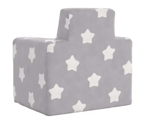 Vaikiška Sofa, Šviesiai Pilka, Minkštas Pliušas, Su Žvaigždėmis