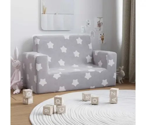 2-Kohaline Lastediivan Tähtedega, Helehall, Pehme Plüüs