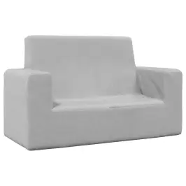 Dvivietė Vaikiška Sofa, Šviesiai Pilka, Minkštas Pliušas