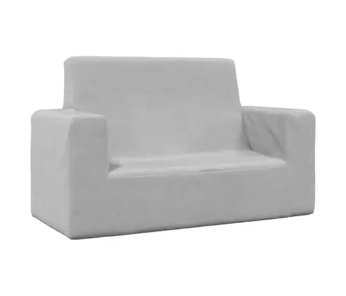 Dvivietė Vaikiška Sofa, Šviesiai Pilka, Minkštas Pliušas