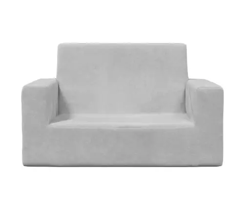 Dvivietė Vaikiška Sofa, Šviesiai Pilka, Minkštas Pliušas