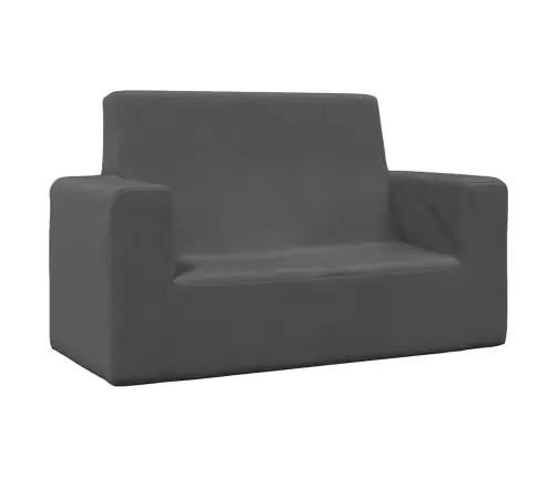 Divvietīgs Bērnu Dīvāns, Antracītpelēks, Mīksts Plīšs Vidaxl