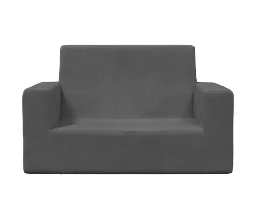 Divvietīgs Bērnu Dīvāns, Antracītpelēks, Mīksts Plīšs Vidaxl