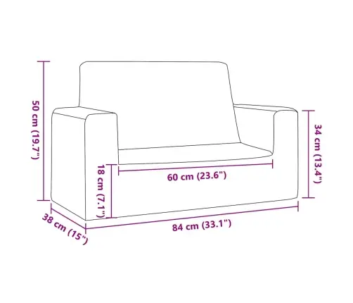 Divvietīgs Bērnu Dīvāns, Antracītpelēks, Mīksts Plīšs Vidaxl