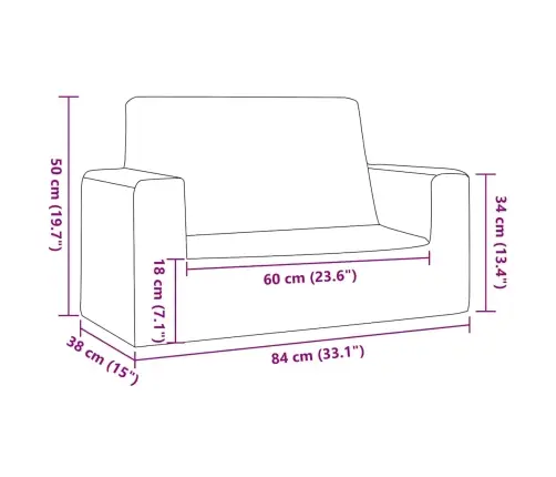 Divvietīgs Bērnu Dīvāns, Rozā, Mīksts Plīšs Vidaxl