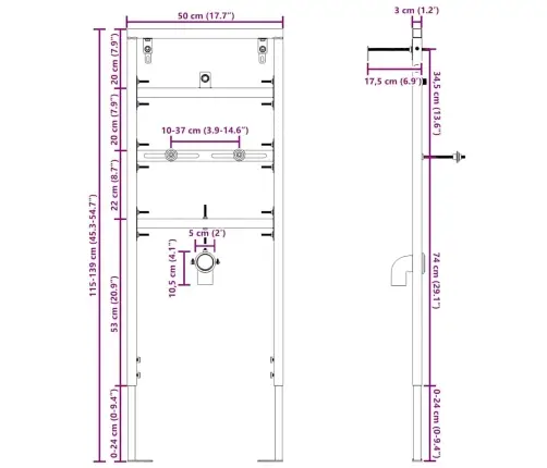 Vannitoa Seinatoed Sinine 50 X 17.5 X 136 Cm Teras
