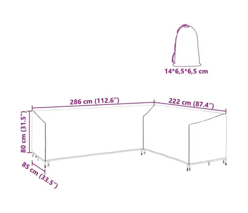 Āra Mēbeļu Pārvalks Melna 286 X 222 X 80 Cm 600D Audums Vidaxl