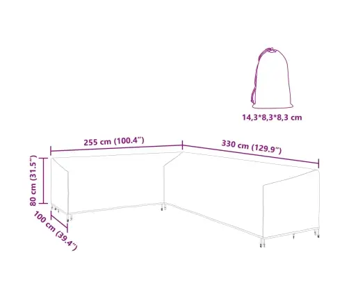 Āra Mēbeļu Pārsegs Melna 330 X 255 X 80 Cm 600D Oksforda Audums Vidaxl