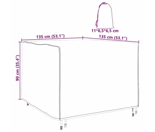 Āra Mēbeļu Pārvalks Melna 135 X 135 X 90 Cm 420D Audums Vidaxl