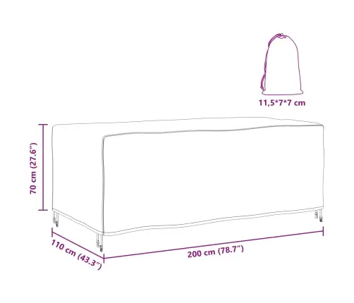 Lauko Baldų Uždangalas Juoda 200 X 110 X 70 Cm 210D