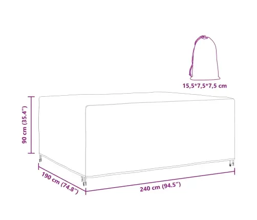 Āra Mēbeļu Pārsegs Melna 240 X 190 X 90 Cm 600D Vidaxl