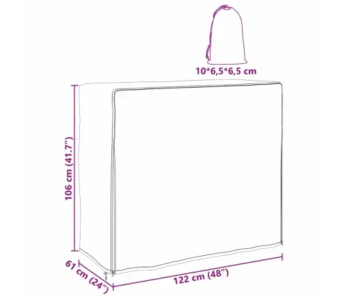 Āra Mēbeļu Pārvalks Melna 122 X 61 X 106 Cm 600D Audums Vidaxl