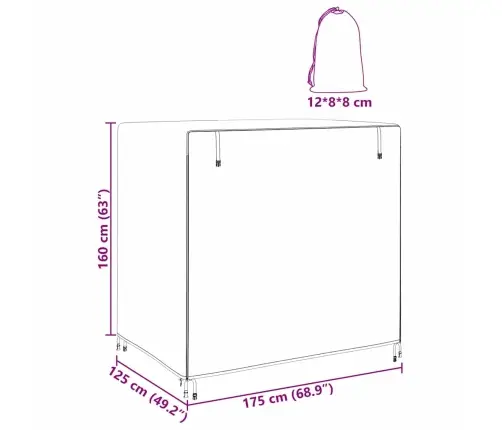 Āra Mēbeļu Pārvalks Melna 175 X 125 X 160 Cm 210D Audums Vidaxl