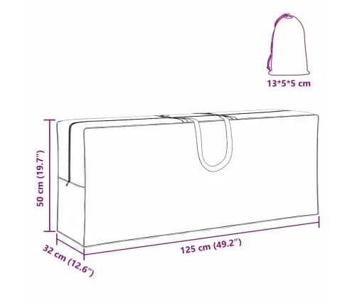 Āra Mēbeļu Pārvalks Melna 125 X 32 X 50 Cm 210D Okforda Audums Vidaxl