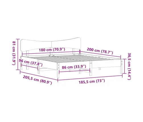 Voodiraam Ilma Madratsita, Valge, 180 X 200 cm Männipuit