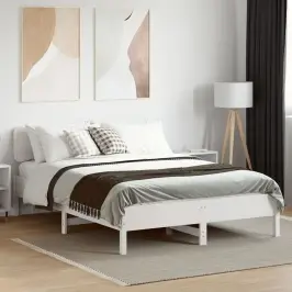 Lovos Rėmas Be Čiužinio, Baltas, 140X200cm Pušies Masyvas