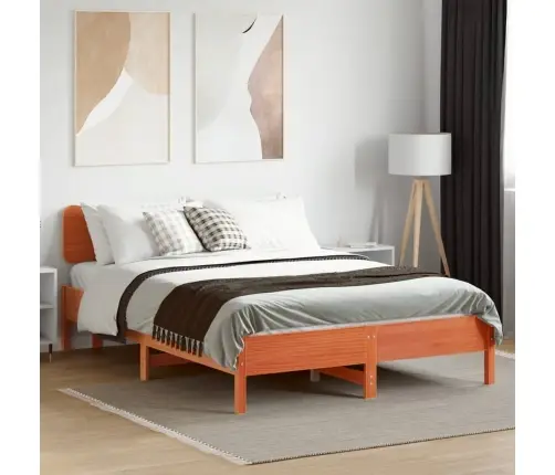 Gulta Bez Matrača, Vaska Brūnas, 140X190 Cm, Priedes Masīvkoks Vidaxl