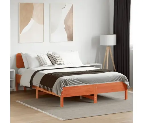 Gulta Bez Matrača, Vaska Brūnas, 135X190 Cm, Priedes Masīvkoks Vidaxl