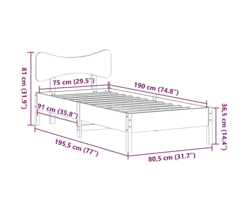 Lovos Rėmas Su Be Čiužinio, 75X190cm Pušies Masyvas