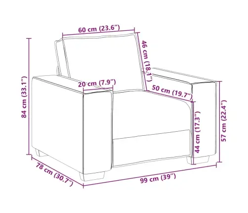 Dīvāna Krēsls, Krēmkrāsas Audums, 60 Cm Vidaxl