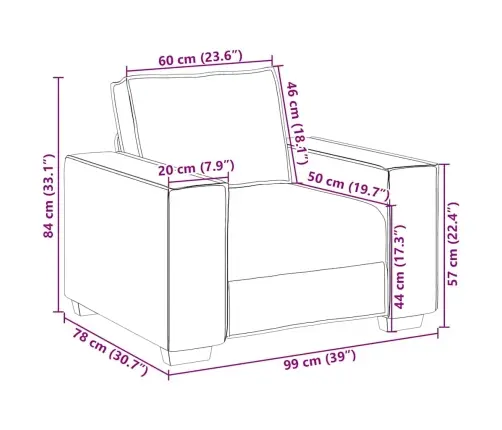 Dīvāna Krēsls, Lins, 60 Cm Vidaxl