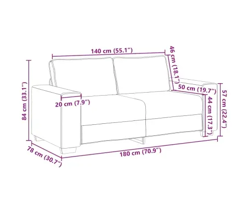 Dvivietė Sofa, Tamsiai Pilka, 140 cm Audinys