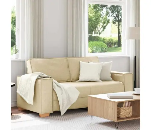 Divvietīgs Dīvāns, Krēmkrāsas Audums, 140 Cm Vidaxl