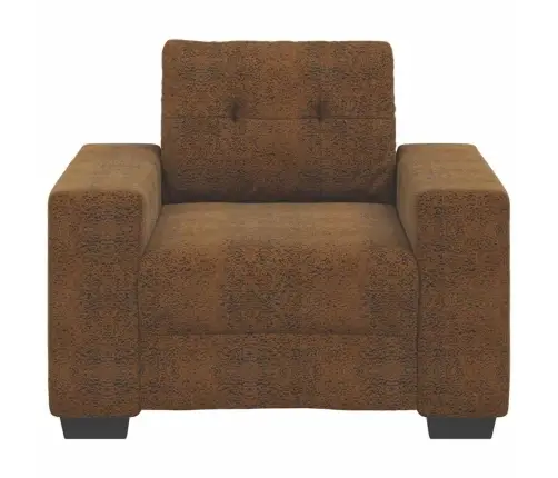 Sofa Kėdė Su Pagalve Ruda Dirbtinė Oda & Mediena