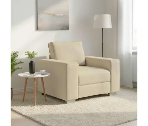 Krēms Dīvāns Krēsls 59 Cm Audumā Vidaxl