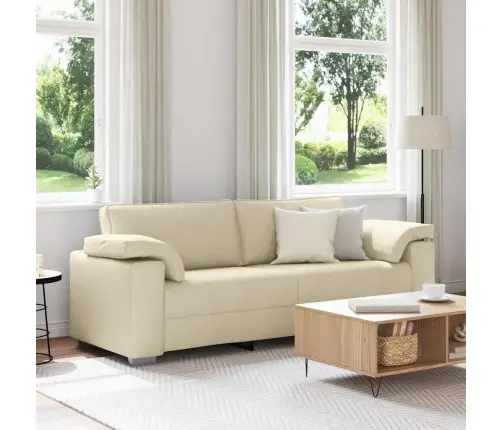 Dīvāns Ar Spilvenu Krēmkrāsa 219 X 77 X 82 Cm Audums Vidaxl