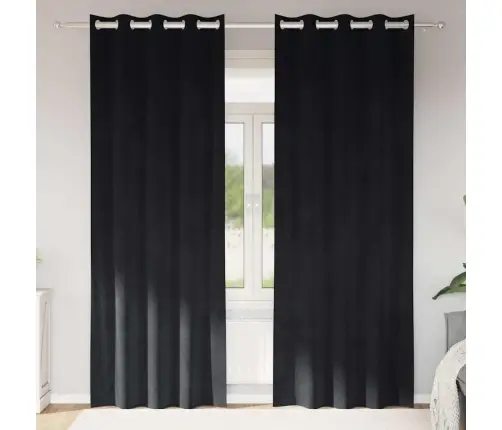 Užuolaidos Su Užuolaidomis 2 Pcs Juoda 140 X 225 Cm Aksomas