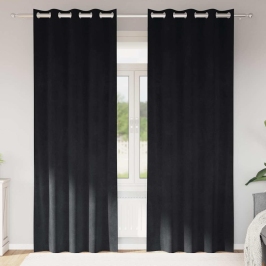 Aizkari Ar Aizkariem 2 Pcs Melna 140 X 260 Cm Samts Vidaxl