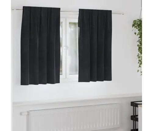 Aptumšojošie Aizkari 2 Pcs Melna 140 X 140 Cm Samts Vidaxl