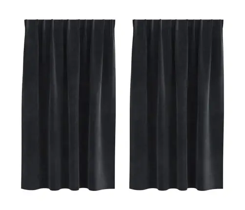 Aptumšojošie Aizkari 2 Pcs Melna 140 X 140 Cm Samts Vidaxl