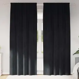 Aizkari Ar Aizkariem 2 Pcs Melna 140 X 245 Cm Samts Vidaxl