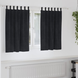 Aizkari Ar Aizkariem 2 Pcs Melna 140 X 140 Cm Samts Vidaxl