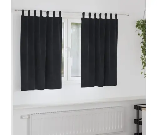 Užuolaidos Su Užuolaidomis 2 Pcs Juoda 140 X 140 Cm Aksomas