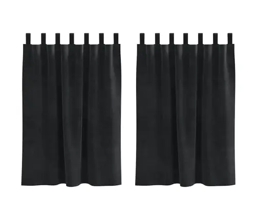 Užuolaidos Su Užuolaidomis 2 Pcs Juoda 140 X 140 Cm Aksomas