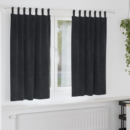 Užuolaidos Su Užuolaidomis 2 Pcs Juoda 140 X 175 Cm Aksomas
