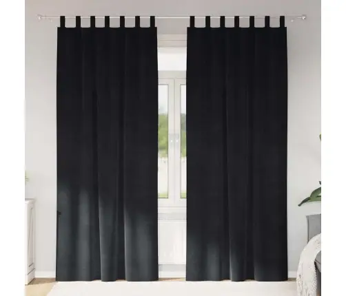 Blackout Aizkari Ar Karājošajām Cilpām 2 Gabali Melna Samta Vidaxl