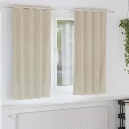 Aizkari Ar Aizkariem 2 Pcs Krēmkrāsa 140 X 175 Cm Samts Vidaxl