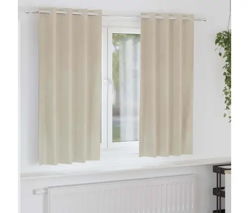 Užuolaidos Su Užuolaidomis 2 Pcs Kreminė 140 X 175 Cm Aksomas