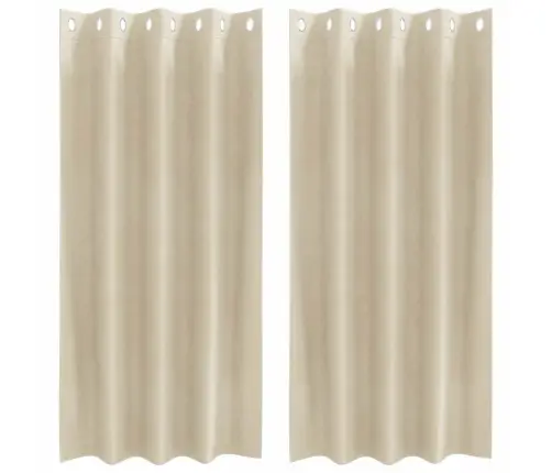 Užuolaidos Su Užuolaidomis 2 Pcs Kreminė 140 X 175 Cm Aksomas
