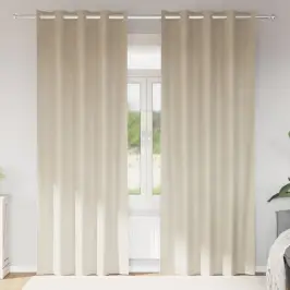 Aizkari Ar Aizkariem 2 Pcs Krēmkrāsa 140 X 225 Cm Samts Vidaxl