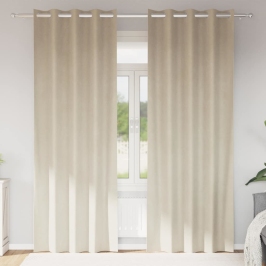 Aizkari Ar Aizkariem 2 Pcs Krēmkrāsa 140 X 260 Cm Samts Vidaxl