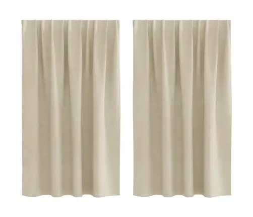 Aizkari Ar Aizkariem 2 Pcs Krēmkrāsa 140 X 140 Cm Samts Vidaxl