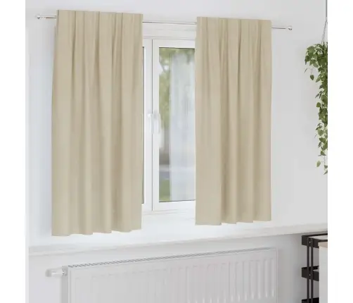 Blackout Aizkari Ar Augšējo Lenti 2 Gabali Krēmkrāsas Samts Vidaxl