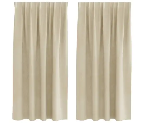 Blackout Aizkari Ar Augšējo Lenti 2 Gabali Krēmkrāsas Samts Vidaxl