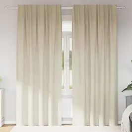 Užuolaidos Su Užuolaidomis 2 Pcs Kreminė 140 X 225 Cm Aksomas