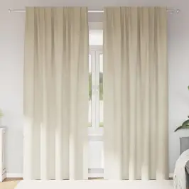Užuolaidos Su Užuolaidomis 2 Pcs Kreminė 140 X 260 Cm Aksomas